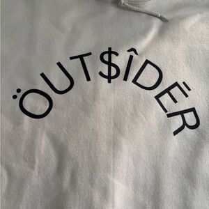 Cream Hoodie with Black OUT$IDER Print